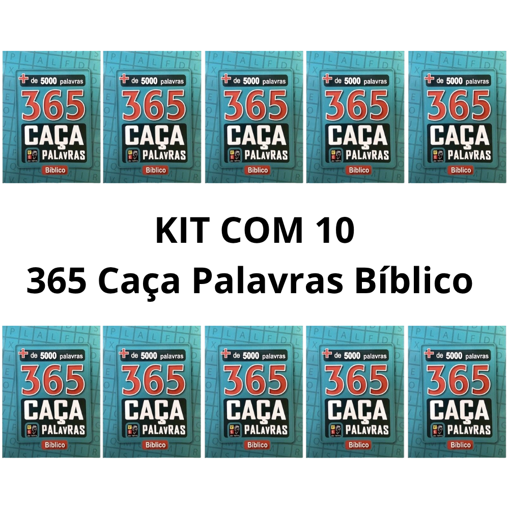 Kit com 10 365 Caça Palavras Bíblico, Mais de 5000 Palavras, Azul