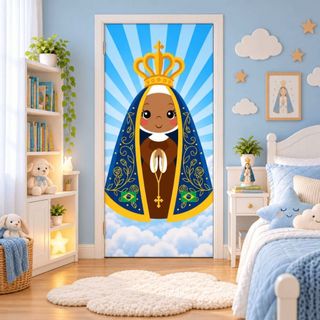 Capa de Porta Nossa Senhora Mãe de Jesus Presépio Religiosa Igreja Devota Painel