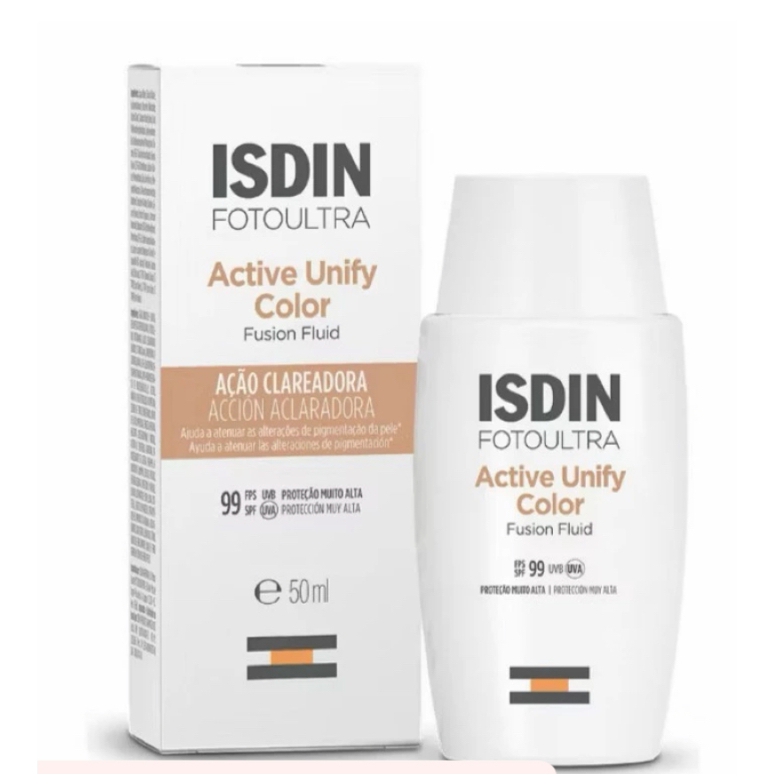 Isdin Fotoultra Active Unify Color Fusion Fluid FPS 99 50ml Protetor Solar Com Cor Clareador