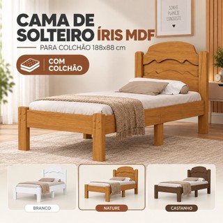 Cama de Solteiro Íris MDF 6 pés Com Colchão Resistente Suporta até 160kg