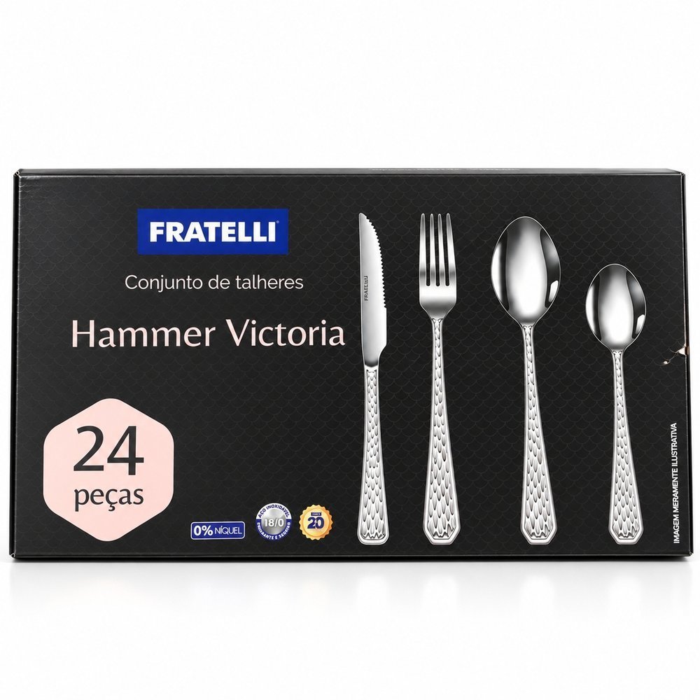 Faqueiro Hammer Victoria 24 Peças Conjunto de Talheres em Aço Inox Premium