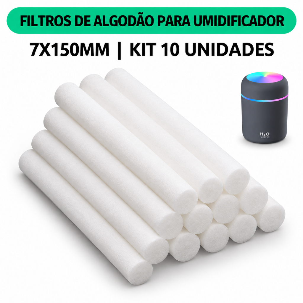 Kit 5/10/20 Filtros de Algodão 7mm Refil de Substituição para Umidificador Portátil USB, Aromatizador de Ar e Difusor