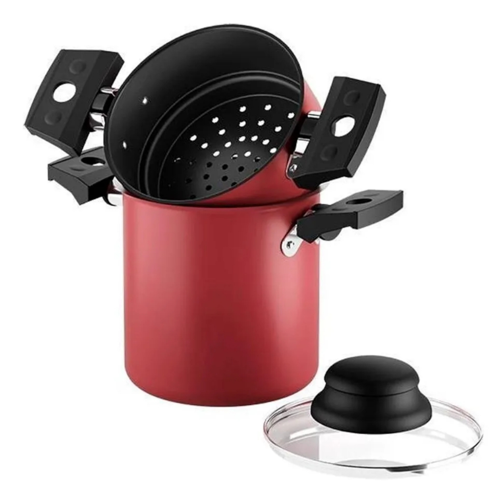 Cuscuzeira Brinox 10cm Especiarias Antiaderente Vermelha — imagem 2 de 2