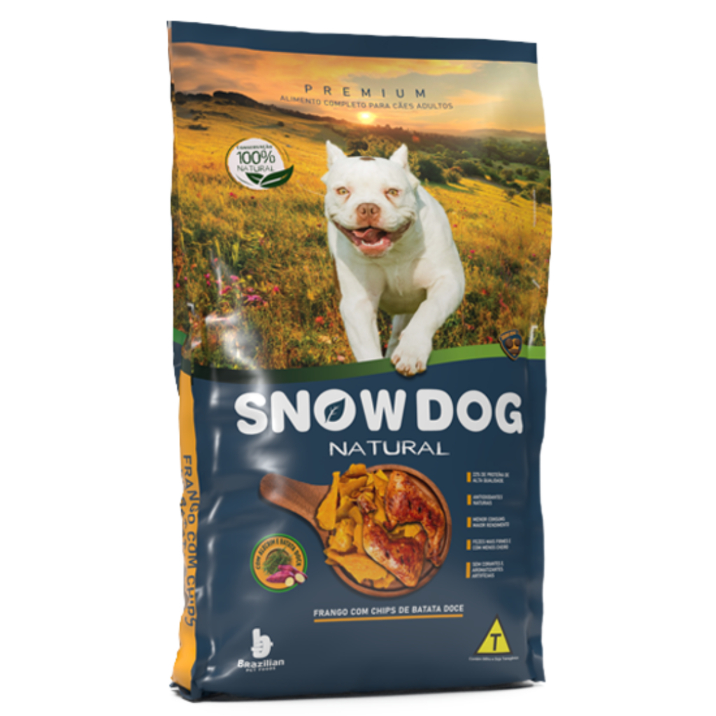 15kg Ração Snow Dog Natural Premium Frango Com Chips De Batata-Doce Para Cães Adultos