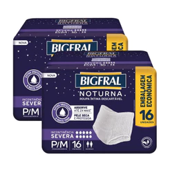 Kit 2 Roupa Íntima Descartável Bigfral Noturna G/XG 16 Unidades Embalagem Econômica