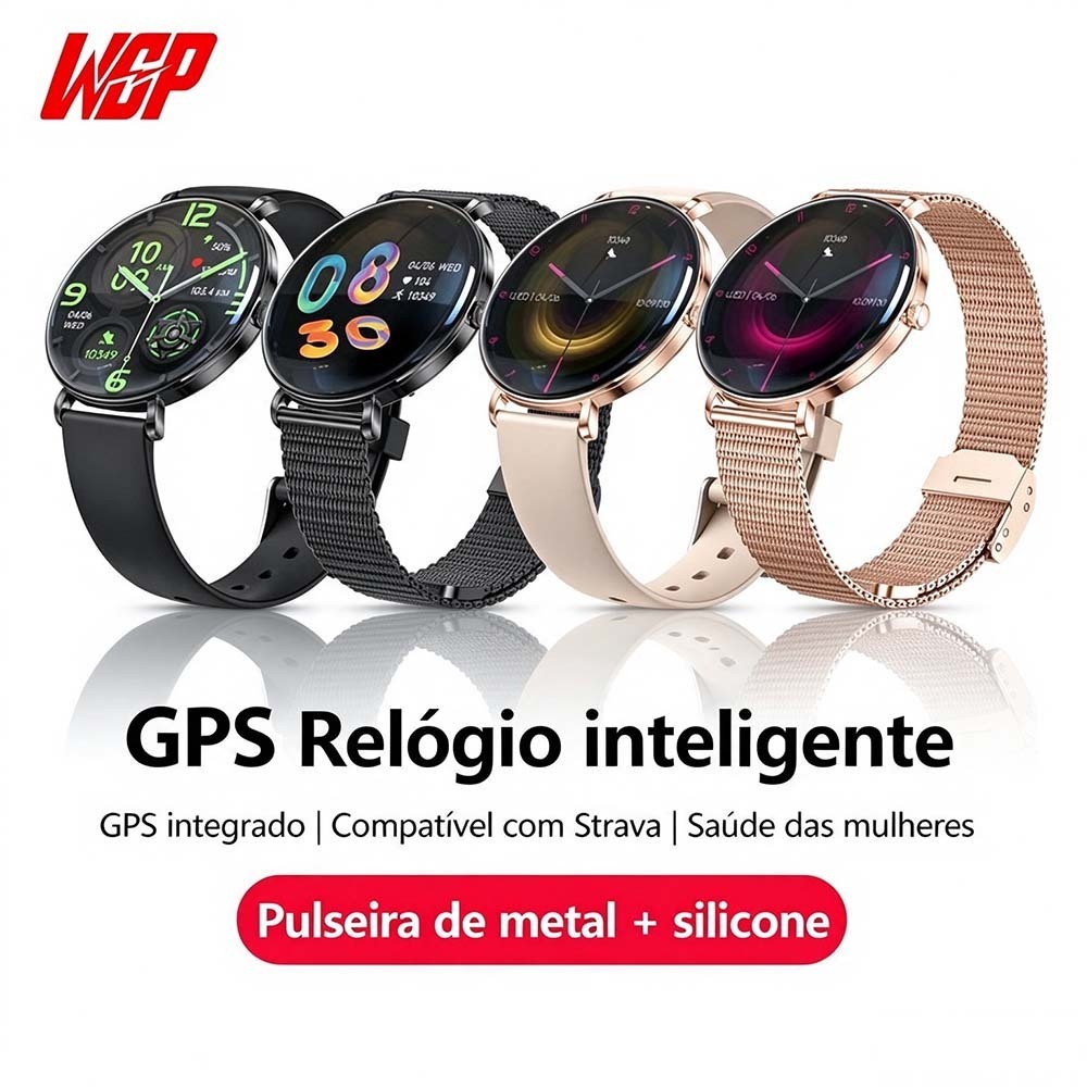 WGP Smartwatch Relógio Inteligente Feminino 1.43''AMOLED A tela Chamadas Bluetooth IP68 à Prova de água Saúde mulheres — oferta na Shopee