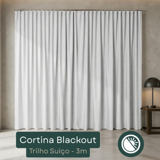 Cortina Blackout Premium 3 Metros Modelo para Trilho Suiço - Corta Luz