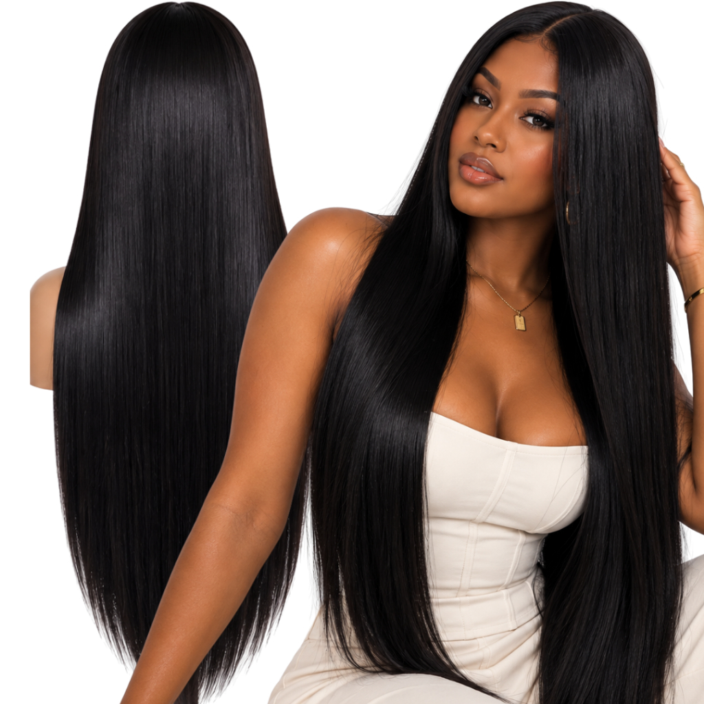 Peruca Premium Orgânica Lisa Sem Franja + Wig Cap