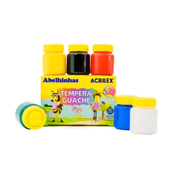Tinta Guache Com 6 Cores Acrilex Multicor 15 ml, 020200000