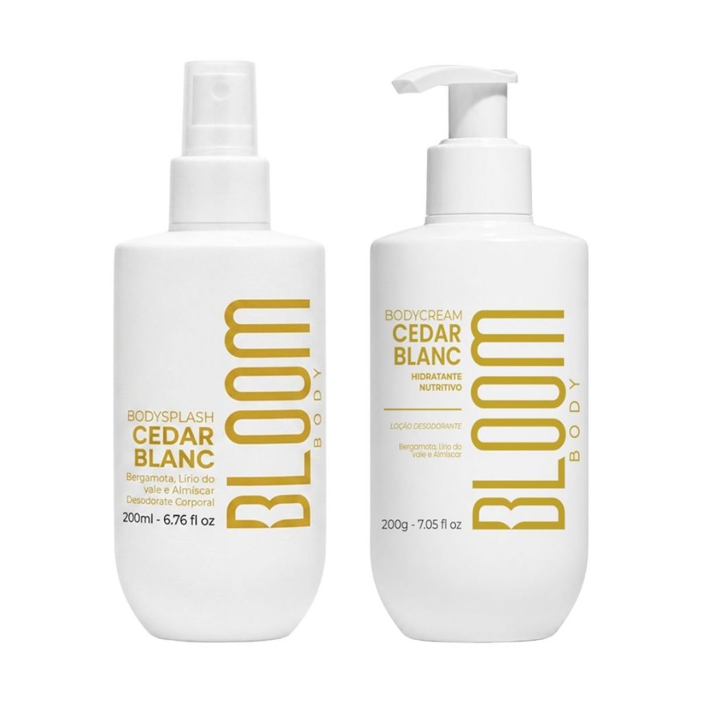 Kit Bloom Cedar Blanc Body Splash 200ml + Body Cream 200g Hidratante Perfumado Feminino
