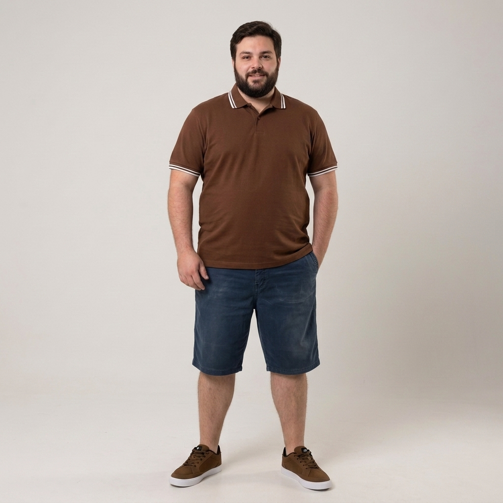 Bermuda Plus Size 52 Masculina Azul Marinho Sarja Casual Shorts Com Bolsos