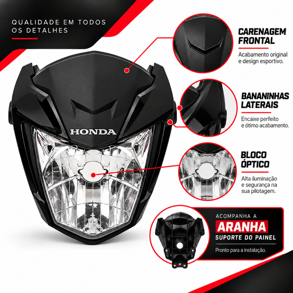 Kit Frente Completa Farol Aranha Honda Cg Titan 160 2022 A 2024 Todas Cores — imagem 2 de 2