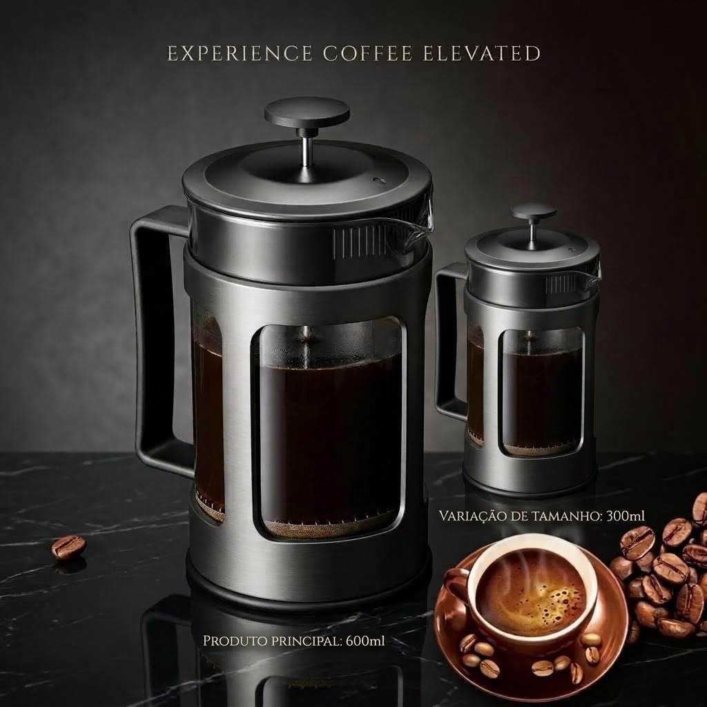 Cafeteira De Prensa Francesa 600ml 300ml Manual Premium Filtro Inox Café Chá Espumador de Leite