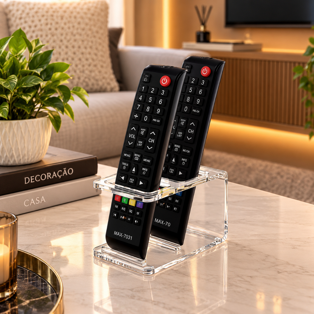 Suporte Porta Controle Remoto Para 2 Controles em Acrílico