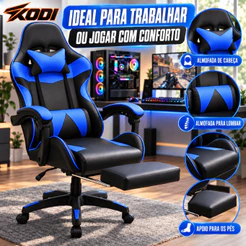 Cadeira Gamer Ergonômica Reclinável com Apoio Para Pés e Rodinhas Confortável para Escritório e Jogos