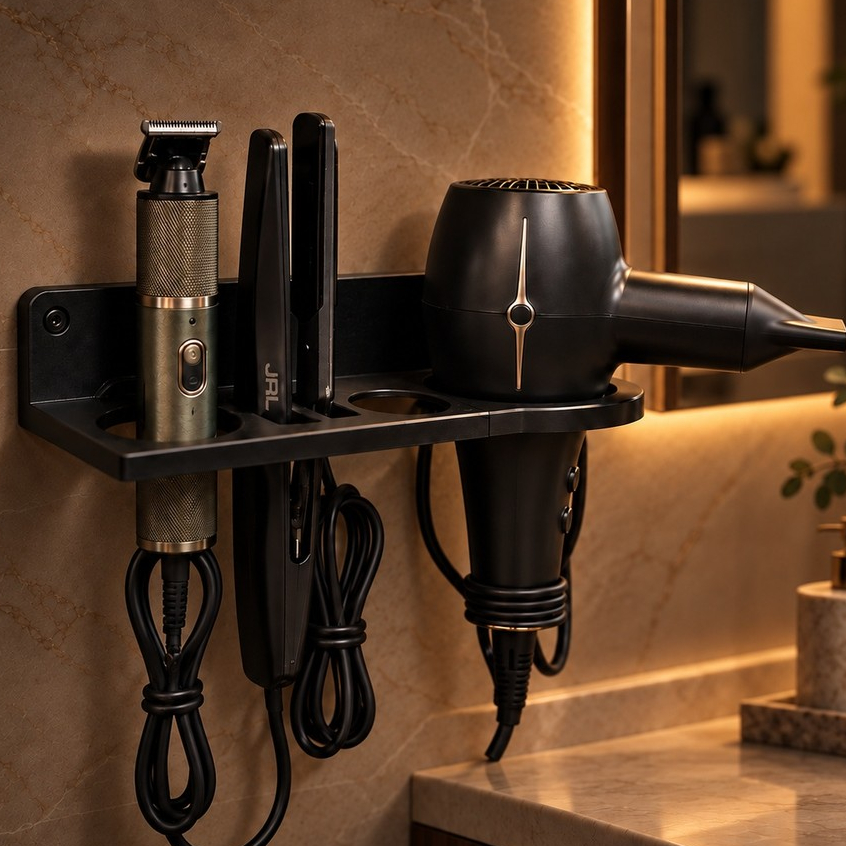 Suporte Organizador de Parede para Secador Chapinha e Babyliss | Banheiro e Salão