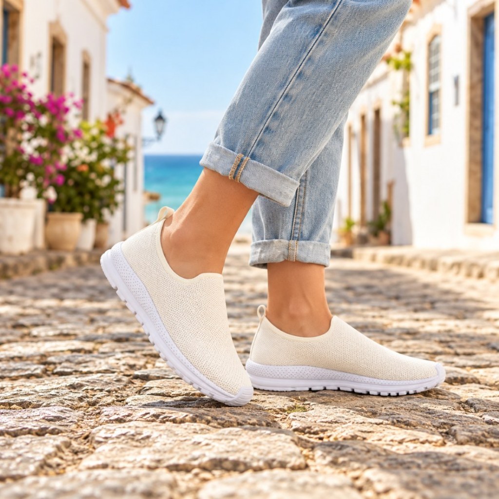 Tênis Feminino Meia Sem Cadarço Super Leve Confortável Respirável Para Caminhada e Academia