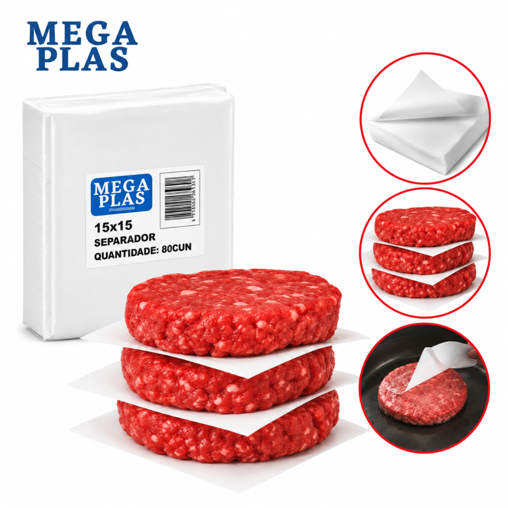 Separador Hambúrguer 800 Unidades 15x15cm Papel Para Açougue Hamburgueria