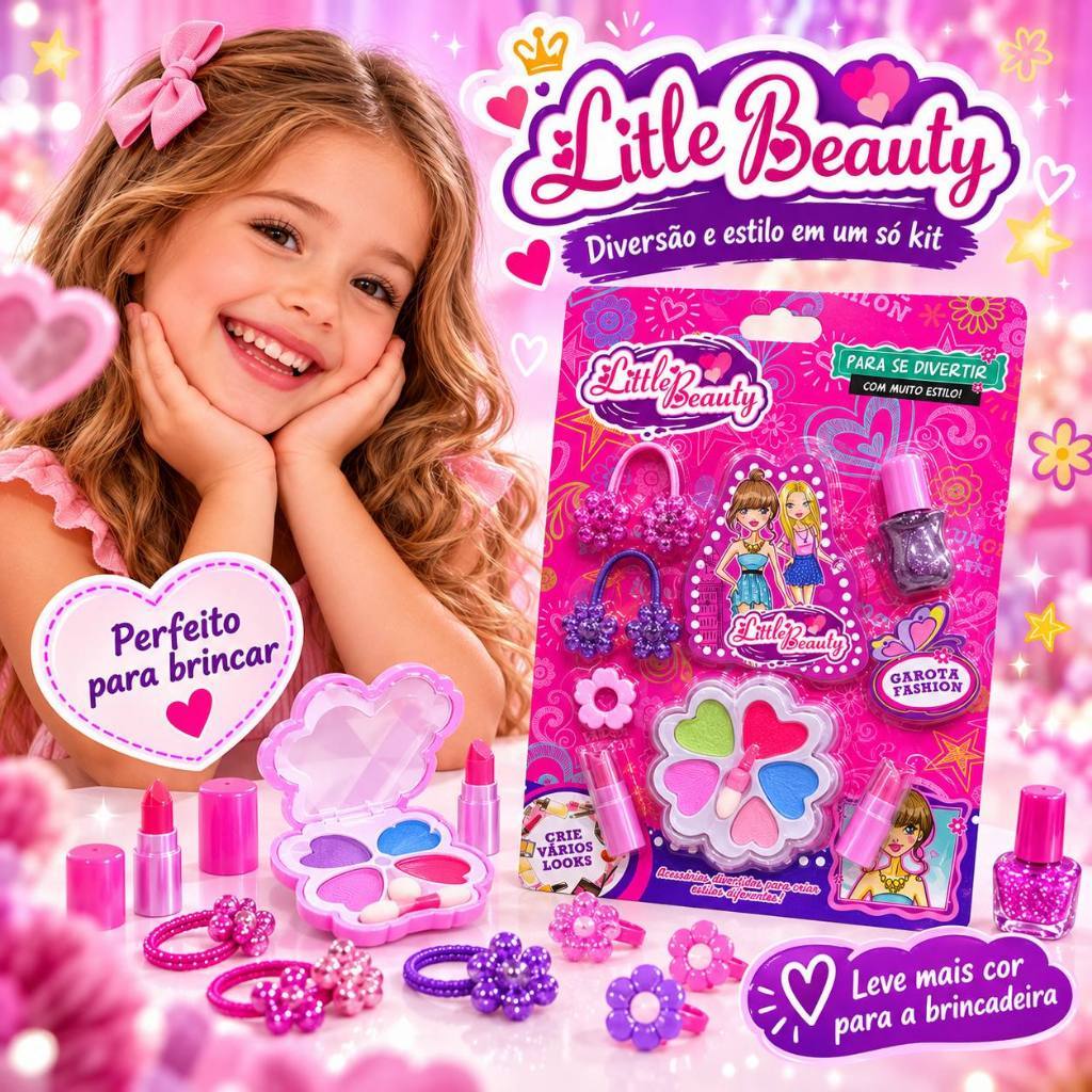 Kit de Maquiagem Infantil com Sombra e acessórios Little Beauty