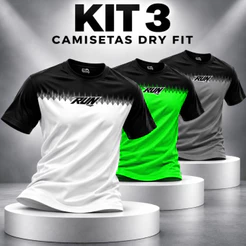 Kit 3 Camisetas Esportivas Masculinas Dry Fit Manga Curta Corrida Caminhada Fitness Treino Academia Respirável