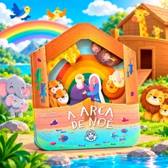 Livro Infantil A Arca De Noé em 3D | Histórias da Bíblia Infantil Lindas Ilustrações- Colecionável