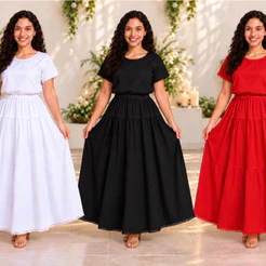 Conjunto Feminino Umbanda Candomblé 2 Peças Saia E Camisu Oxford Com Renda P Ao GG