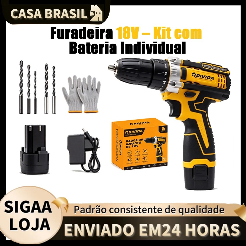 Parafusadeira 48V/18V Recarregável Profissional C/ 1 ou 2 Baterias, Maleta e Acessórios Completos
