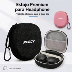 REECY Estojo Rígido para Fone de Ouvido Headphone 22x19x6,5cm Bolsa Protetora,adequada para fones de várias marcas.