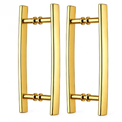 Kit 2 Puxadores Duplo Curvo para Portas Madeira/Vidro 40 cm Dourado