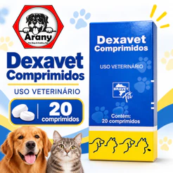 Dexavet Bravet 20 Comprimidos Anti-inflamatório para Cães e Gatos Dexametasona 0,5mg