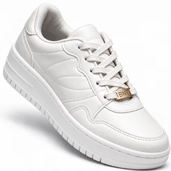 Tênis Feminino Plataforma Casual Benévola Branco Preto Macio Sapatenis Confortável Estiloso Leve