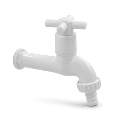 Torneira Tanque Pia Jardim Em Plástico PVC ABS Branca 1/4 Volta Lavanderia Parede Área De Serviço