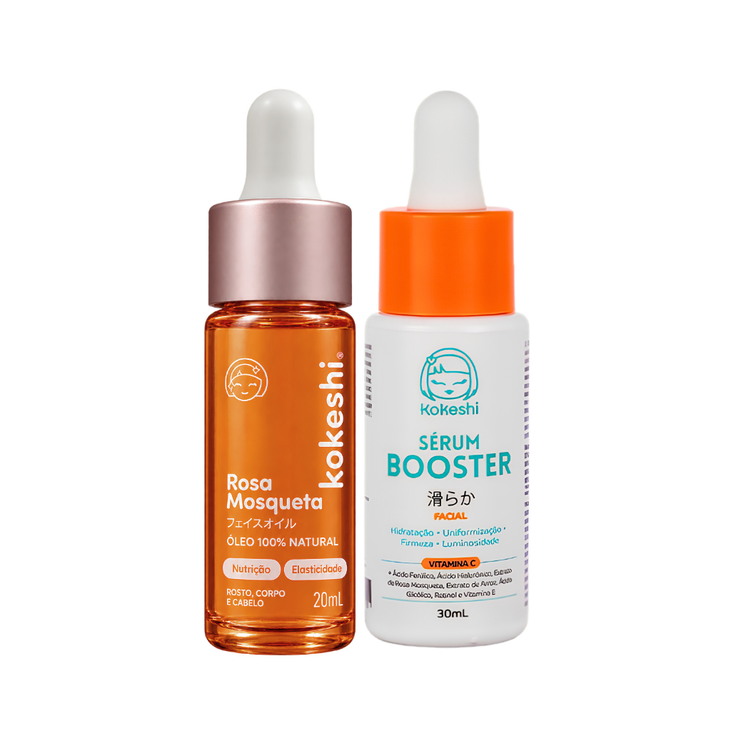 Kit Kokeshi Sérum Vitamina C + Óleo Rosa Mosqueta 100% Puro