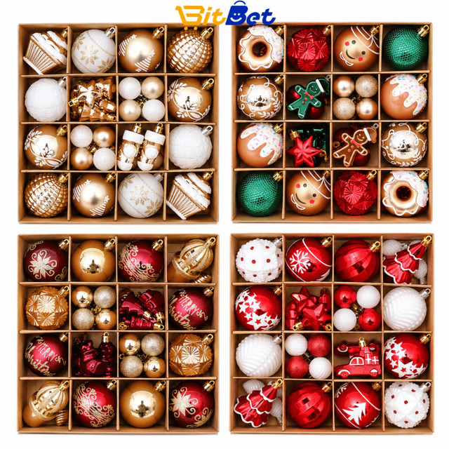 Kit com 42 Enfeites de Natal– Bolas Decorativas e Pendentes Coloridos Temáticos NATAL-58~61