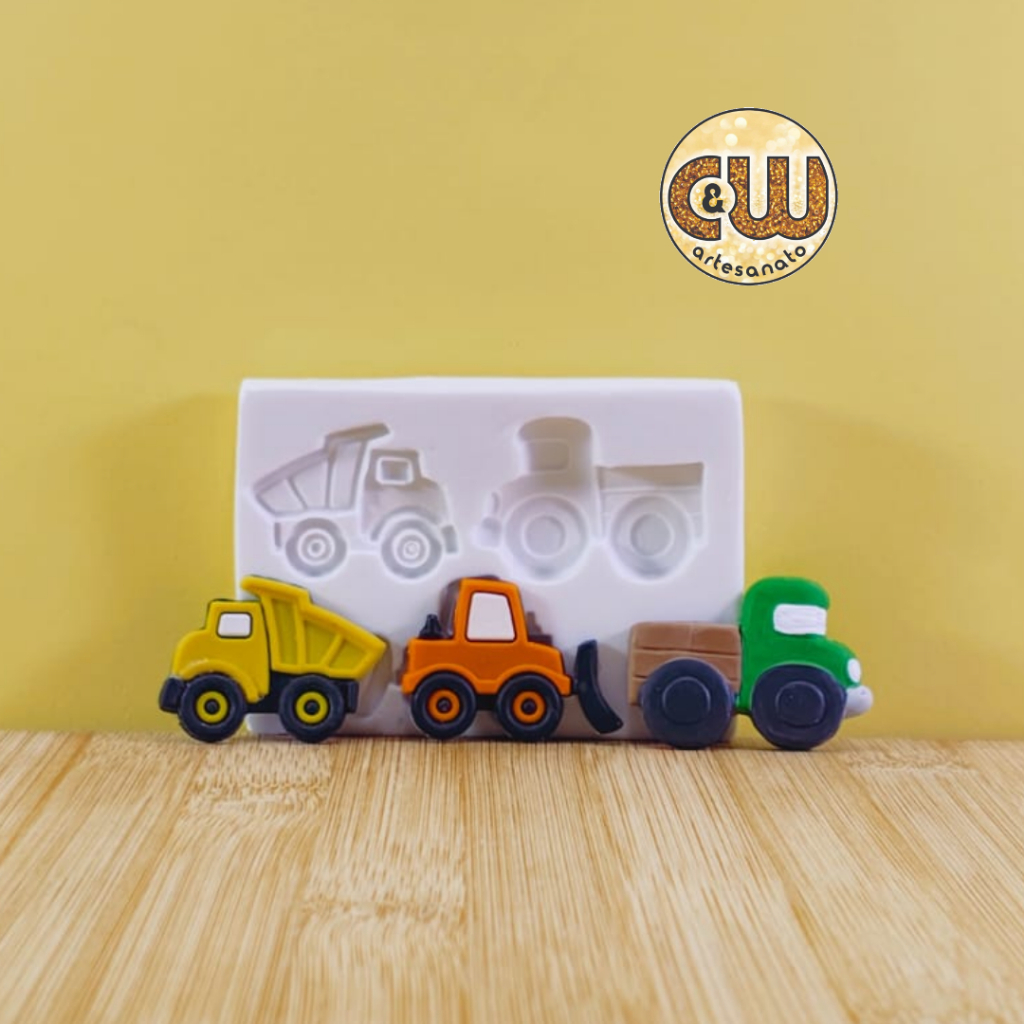 Molde de Silicone MINI Caminhão Trator Brinquedo Carro Confeitaria e Artesanato