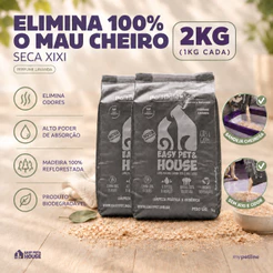 Kit 2 Pó Higiênico 1kg Lavanda Seca Xixi Eliminador de Odores Cães e Gatos EasyPet Limpeza Fácil Ação Bactericida