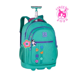 Mochila de Rodinhas Rebecca Bonbon Flower Power - Clio Style Cor:Verde