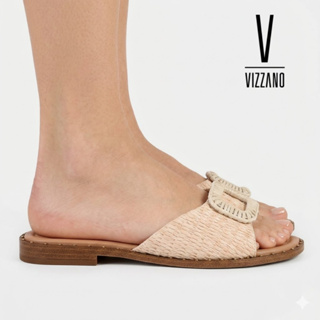 Sandália Feminina Vizzano Rasteira Flat Rasteirinha Tamanco Detalhes Palha Confortável Original em Oferta na Shopee