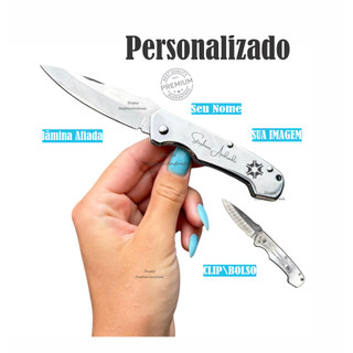 Canivete de bolso em inox Personalizado Seu Nome