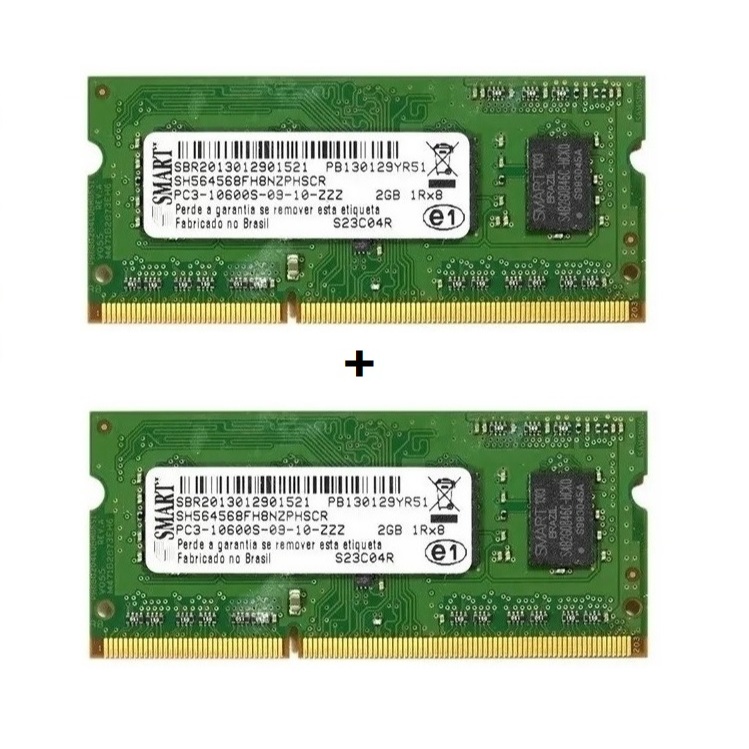 Memórias SMART ou ADATA DDR3 Kit upgrade para Notebook 2gb ou 2x2=4gb