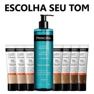 Principia Kit Rotina Poderosa - Escolha seu tom c/ Gel de Limpeza GL-01 + Protetor Solar …