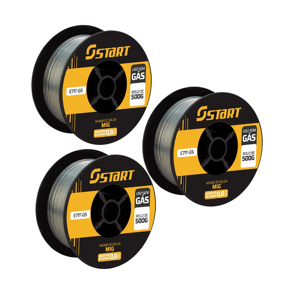 Kit 3 Arames de Solda MIG 0,8mm Tubular sem uso de gás 0.5KG Start em Oferta na Shopee