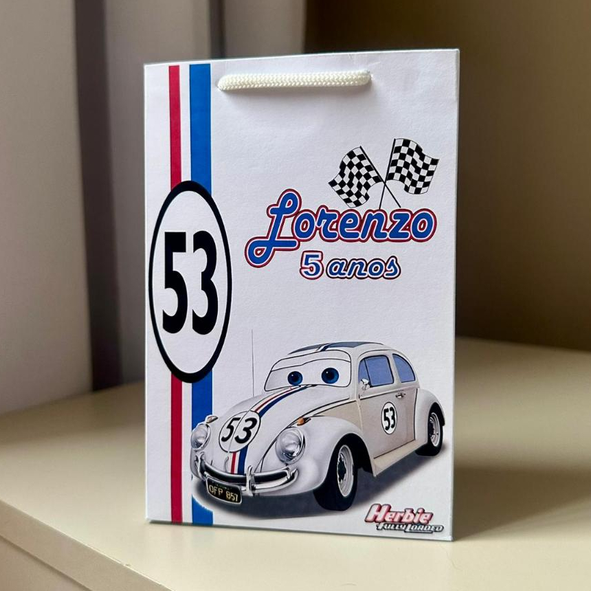 Sacolinha Surpresa  Herbie o Fusca | Personalizado | Aniversário| Lembrancinha| Sacolinha Pegue e Monte