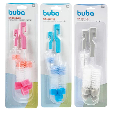 Escova para Mamadeira com Escova BUBA 3 Cores em Oferta na Shopee