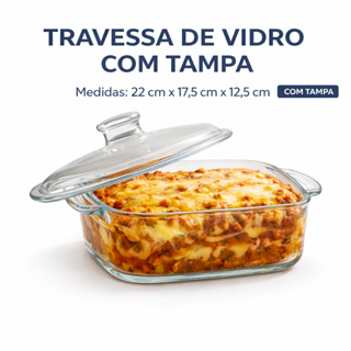 Travessa Refratário de  Vidro Com Tampa 1,5L|850ml  -  Armazenar, Servir Com  Alça Retangular em Oferta na Shopee