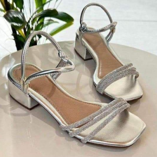 Sandália Feminina strass saltinho de brilho T3STS em Oferta na Shopee