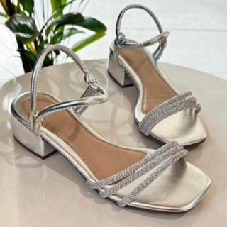 Sandália Feminina strass saltinho de brilho T3STS em Oferta na Shopee