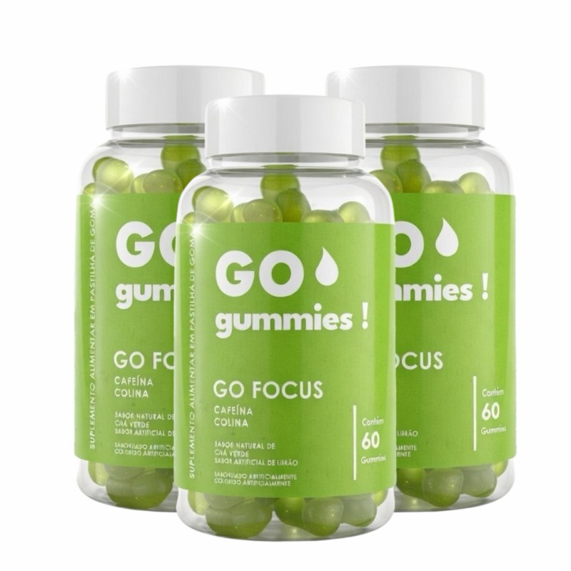 Complexo De Vitaminas E Chá Verde Gummies Energia  boost Estimulante Cerebral Nootrópico Foco Memória Go Focus 60 Gomas