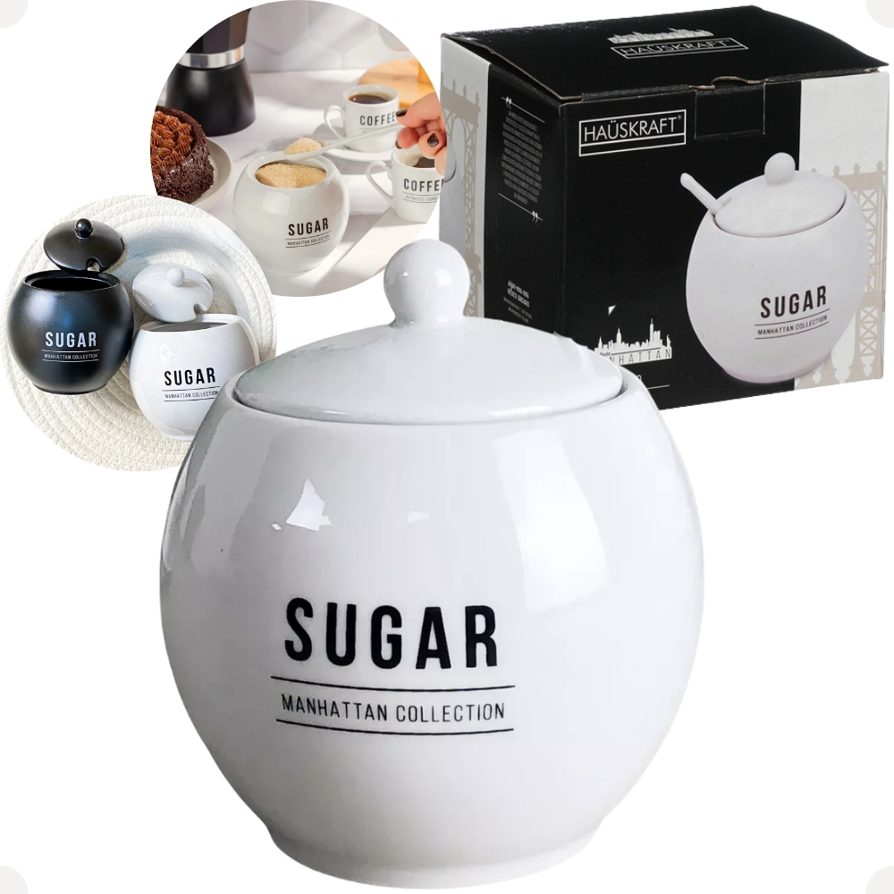 Açucareiro Manhattan Em Porcelana Com Tampa 350ml Branco Porta Açúcar ACRO010/BR da Haüskraft em Oferta na Shopee