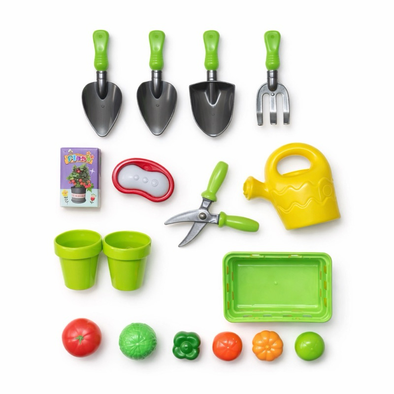 Kit Jardinagem Infantil Brinquedo Educativo Regador Pá Tesoura Faz de Conta